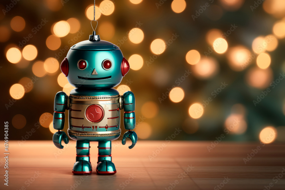 Robot Christmas Tree Toy with Copy Space Robot Christmas Tree Toy with Copy Space