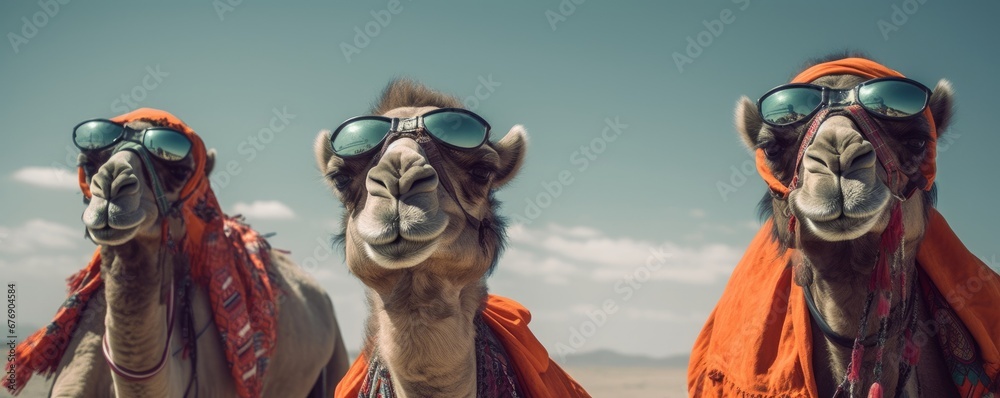 a camels wearing costumes, Generative AI