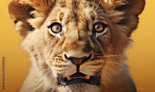 a baby lion face close up  Generative AI