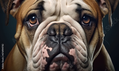 a bulldog face close up, Generative AI © Visual Vortex