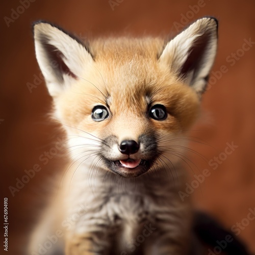 a baby fox kit face close up, Generative AI