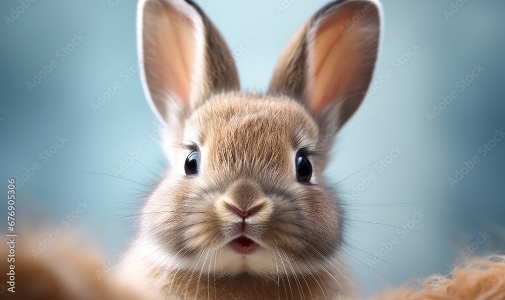 a baby bunny face close up, Generative AI