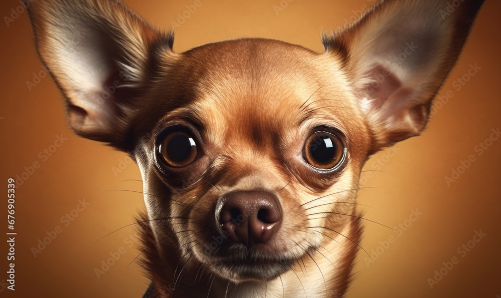 a chihuahua dog face close up, Generative AI