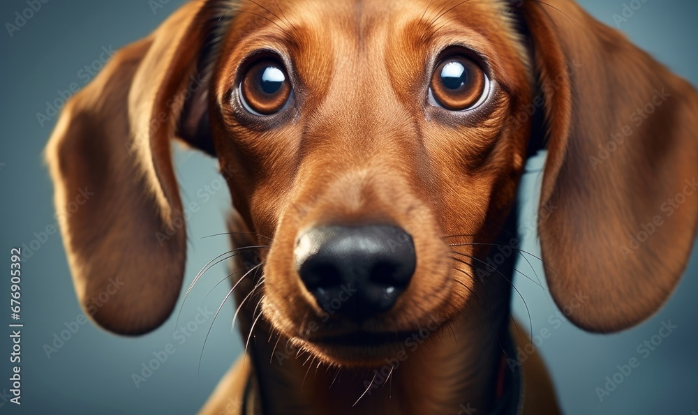 a dachshund dog face close up, Generative AI