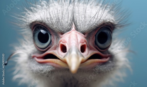 a baby ostrich face close up, Generative AI
