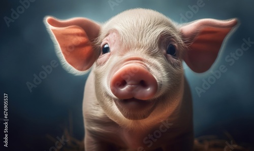 a baby pig face close up, Generative AI photo