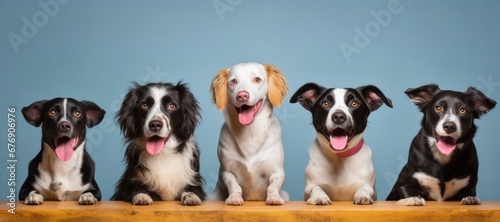 studio shot of cute dogs catching treats on an isolated background, Generative AI photo