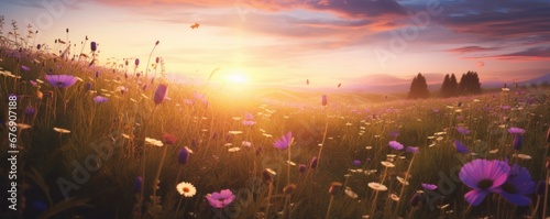 beautiful meadow with wildflowers, Generative AI © Visual Vortex