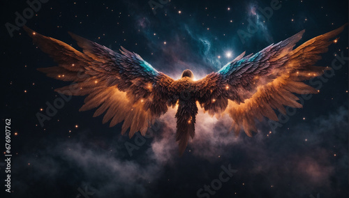 Nebulae in the shape of celestial wings, symbolizing the freedom of exploration - AI Generative © Being Imaginative