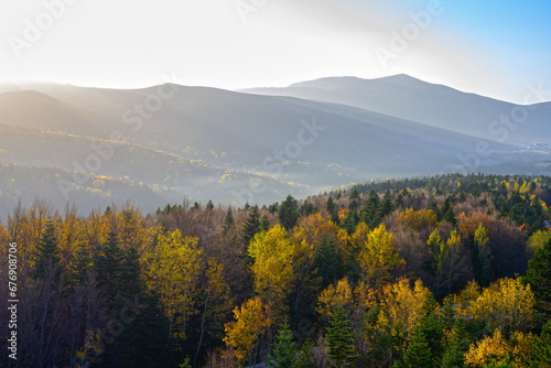 Autumn landscape in the mountains in Uludag mountain Turkey. Türkiye ormanları. photo