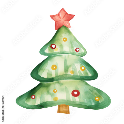 Wallpaper Mural watercolor christmas tree decoration element isolated Torontodigital.ca