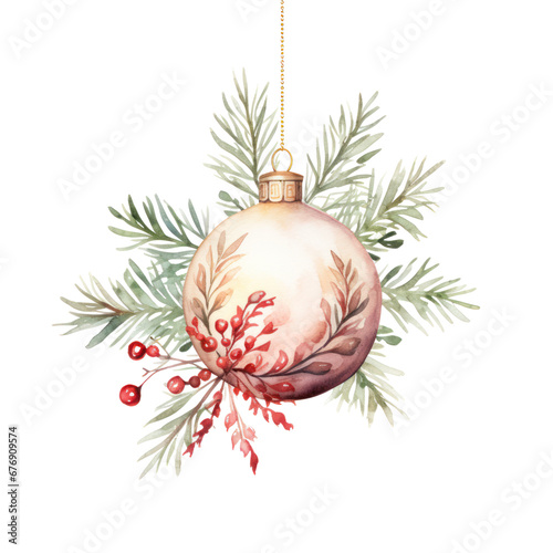 watercolor christmas decoration element isolated