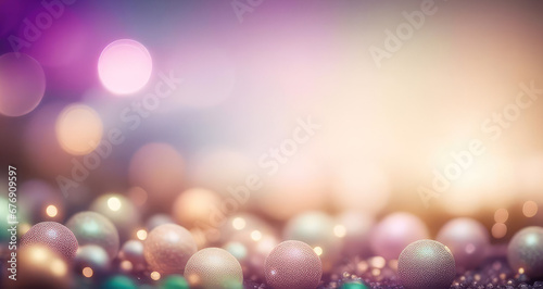 Luxury pink sea pearls bokeh background for design with space for text.Generative AI