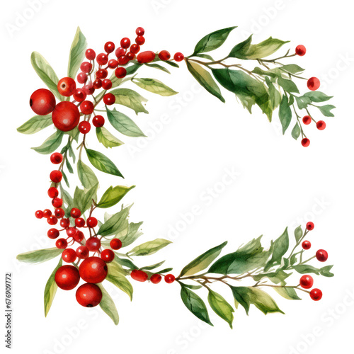 watercolor christmas decoration border element isolated