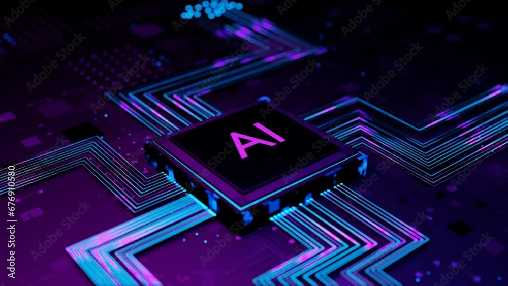 Futuristic AI Activation with Glowing Circuits.