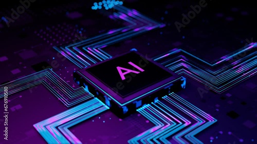 Futuristic AI Activation with Glowing Circuits.