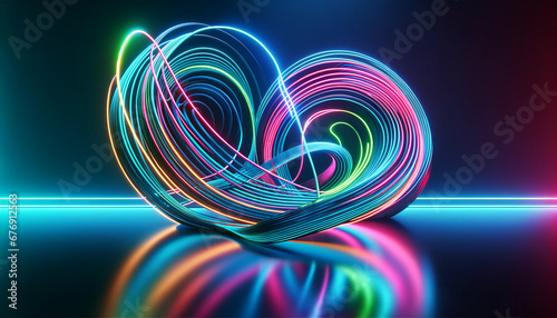 Neon lines abstract background 3d render Generative AI © Diana Zelenko