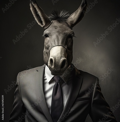 a man with a donkey's head in a suit © Olga