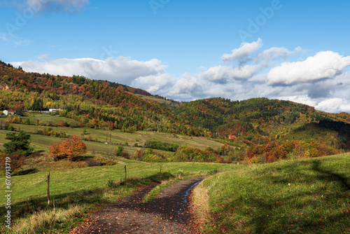 Colourful landscape in Bansk     tiavnica  autumn landscape  Bansk     tiavnica  Slovakia. Nice autumn day.
