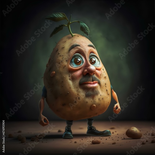 3D illustration of me, potato, I'm sad