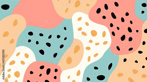 Terrazzo doodle scribble backdrop drawing pattern. Great as a simple background. Fun wallpaper for children. Geometrical shapes and lines, dots. Generative AI, AI