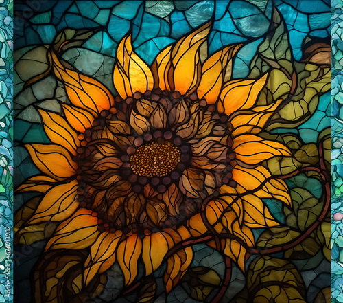 Stained glass sunflowers mosaic sublimation 