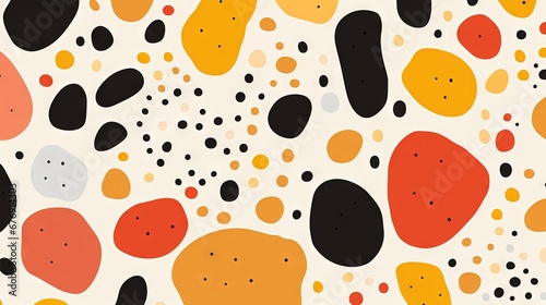 Terrazzo doodle scribble backdrop drawing pattern. Great as a simple background. Fun wallpaper for children. Geometrical shapes and lines, dots. Generative AI, AI