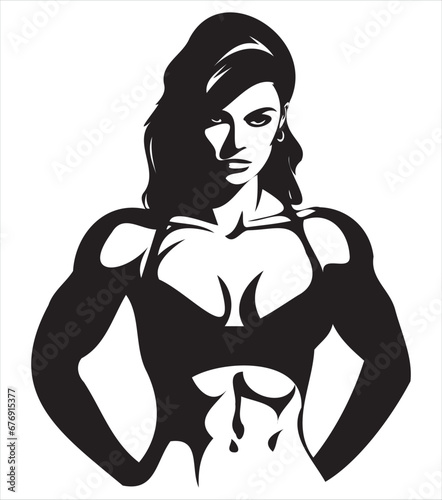 athletic woman silhouette, athlete woman drawing, gym prints, muscular woman drawing, eps, cutting file