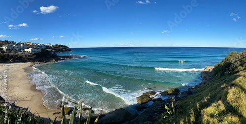 Photography Panoramic view of waves breaking on the shore