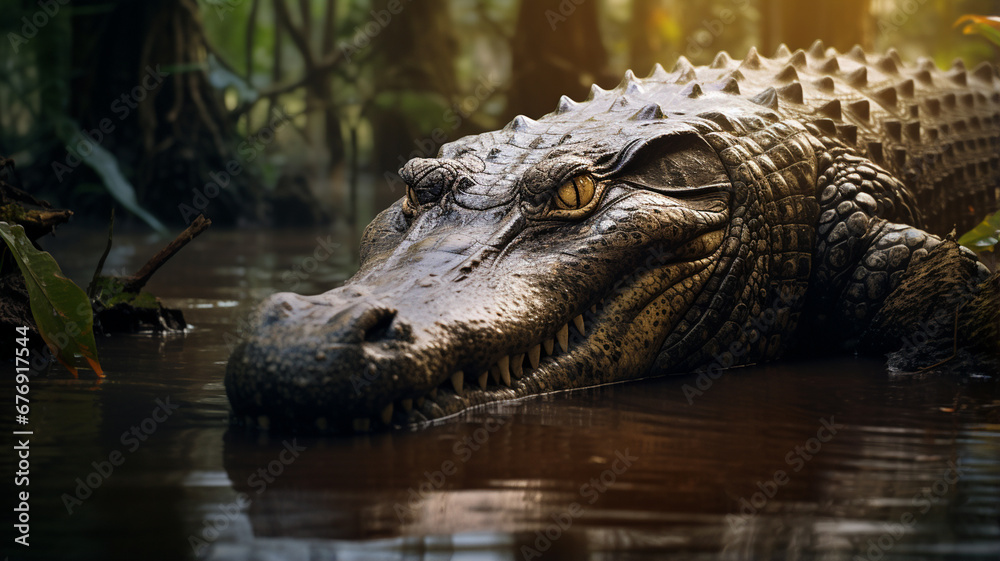 Crocodile on the surface of the water Crocodile on the surface of the water