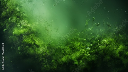 Seaweed underwater green background. photo