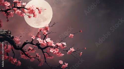 Sakura branch against the b...