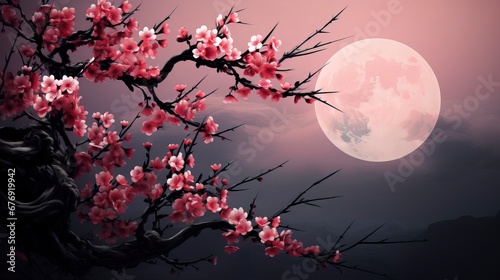 Sakura branch against the b...