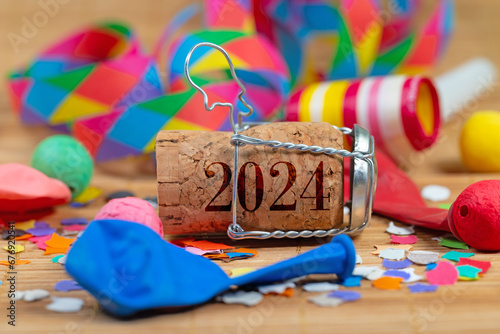 Photography Silvester, Sektkorken mit der Aufschrift 2024