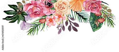 Banner con cornice floreale autunnale sulla parte superiore photo