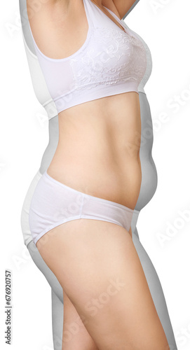 Silhouette of fat body of young woman.