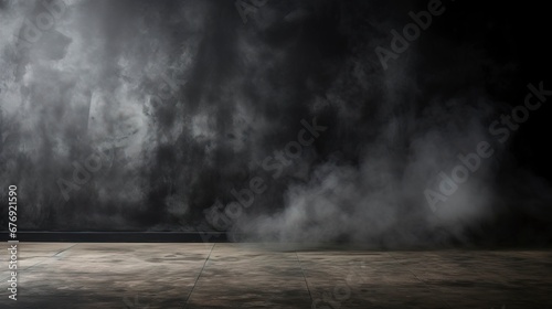 Dark concrete room, smoke. Generation AI