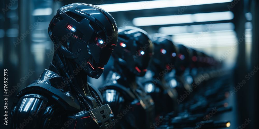 Army of AI artificial intelligence robots Stock Photo | Adobe Stock