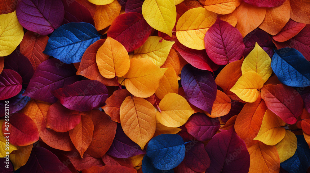 Multicolored autumn leaves background.Generative AI Multicolored autumn leaves background.Generative AI
