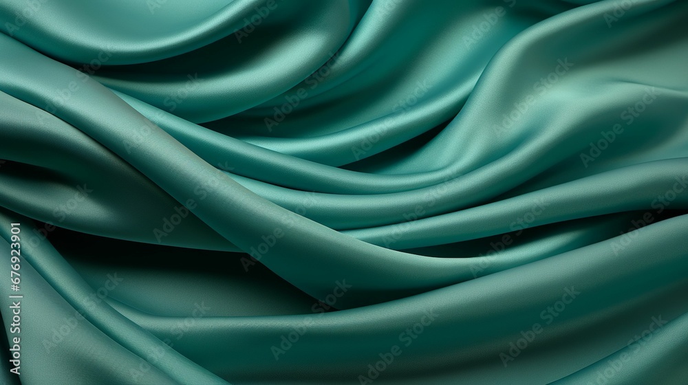 Obraz premium Emerald Green Silk Cloth with Rippled Wave Pattern 