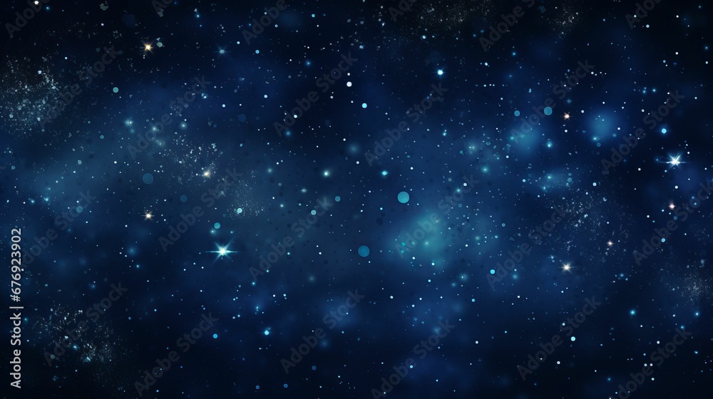 Starry night sky with celestial objects in blue background
