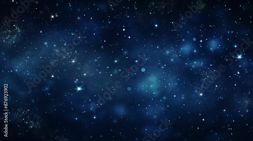 Starry night sky with celestial objects in blue background 