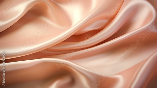 A detailed view of a soft peach fabric used in clothing