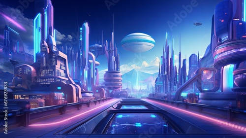 Illuminated City Skyline With Modern Skyscrapers at Night
