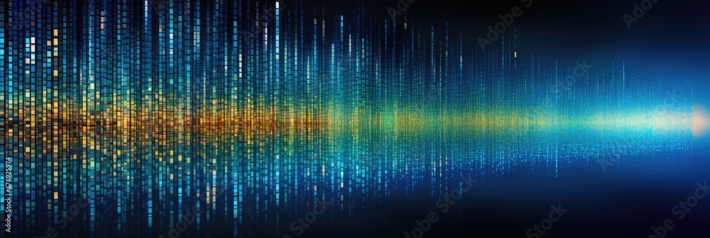 Panoramic Sound blue yellow waves background 