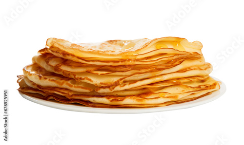 pile de crêpes sucrée bretonnes dans une assiette blanche - isolé sur fond transparent