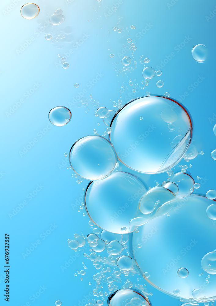 2d blue seafoam and bubbles on a blue background, molecular