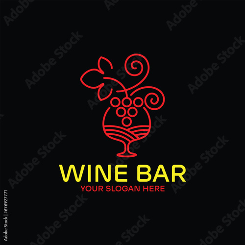wine bar logo design vector format