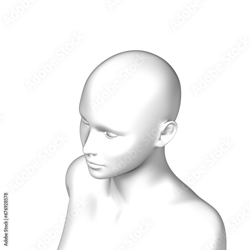 3d female human head, woman body