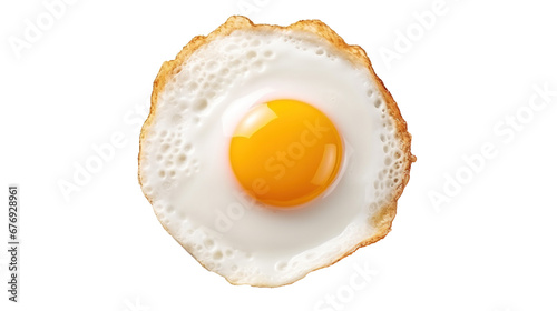 Fried egg isolated on transparent background, image with background removed, created with Generative Ai technology. photo